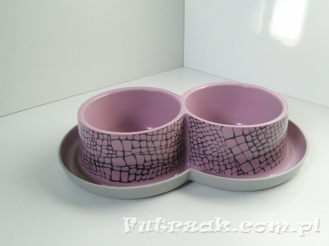 Miska podwójna/"fauna-pudrowy róż"/2x350ml Miska podwójna/"fauna-pudrowy róż"/2x350ml