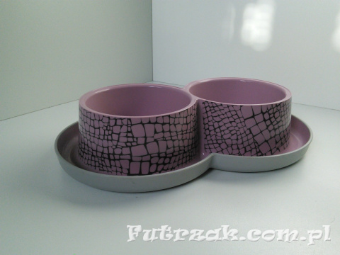Miska podwójna/"fauna-pudrowy róż"/2x350ml Miska podwójna/"fauna-pudrowy róż"/2x350ml