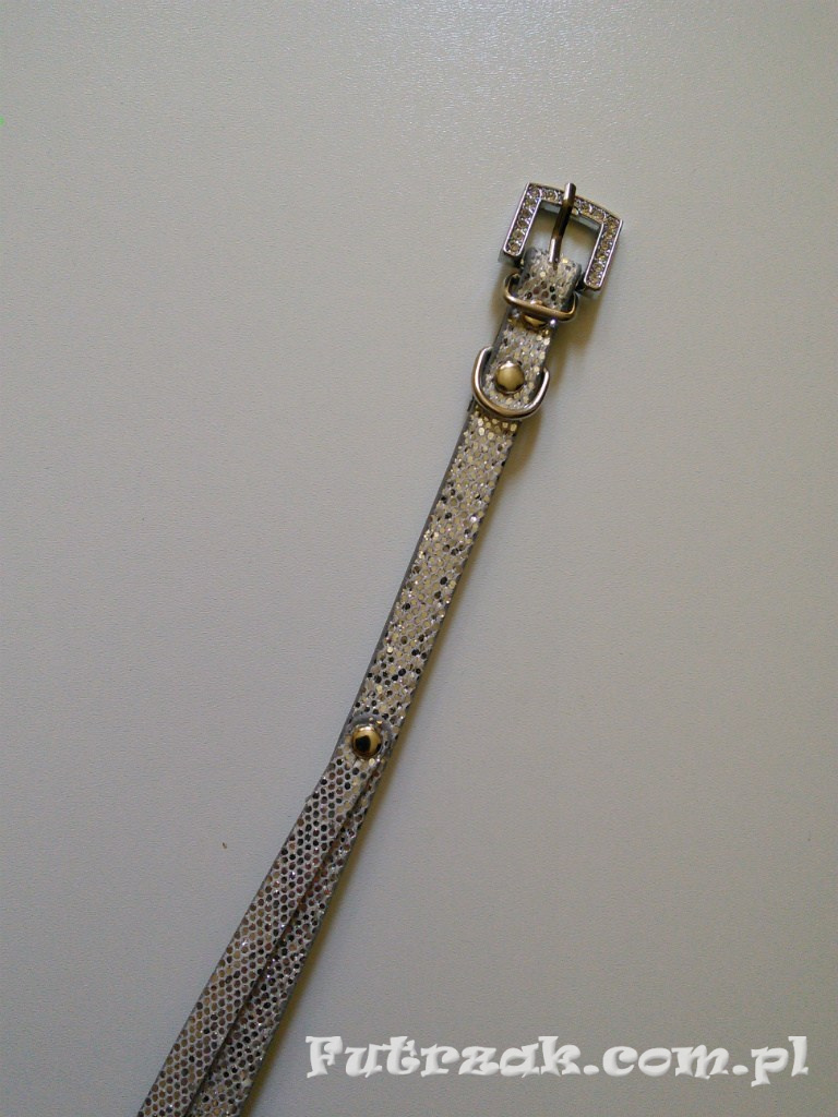 Obroża brokatowa/srebrna/33cm Obroża brokatowa/srebrna/33cm