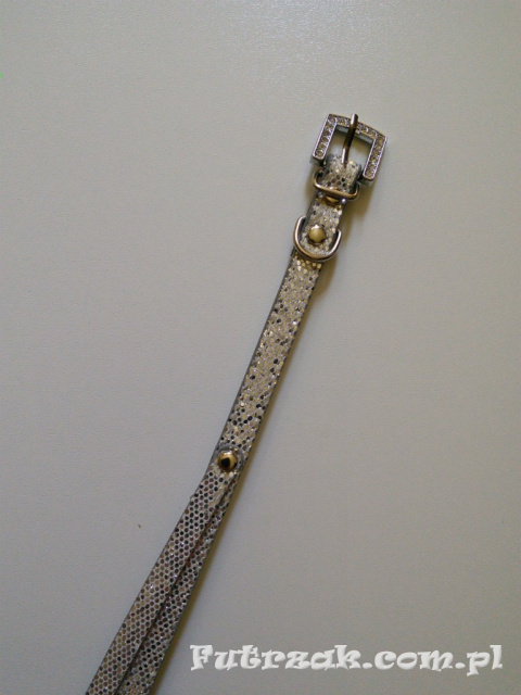 Obroża brokatowa/srebrna/33cm Obroża brokatowa/srebrna/33cm