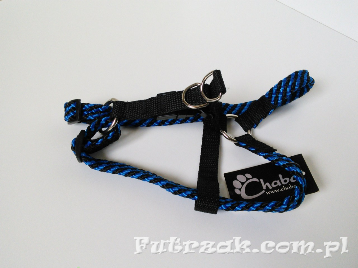 Szelki linka płaska/45 cm/czarno-niebieskie Szelki linka płaska/45 cm/czarno-niebieskie