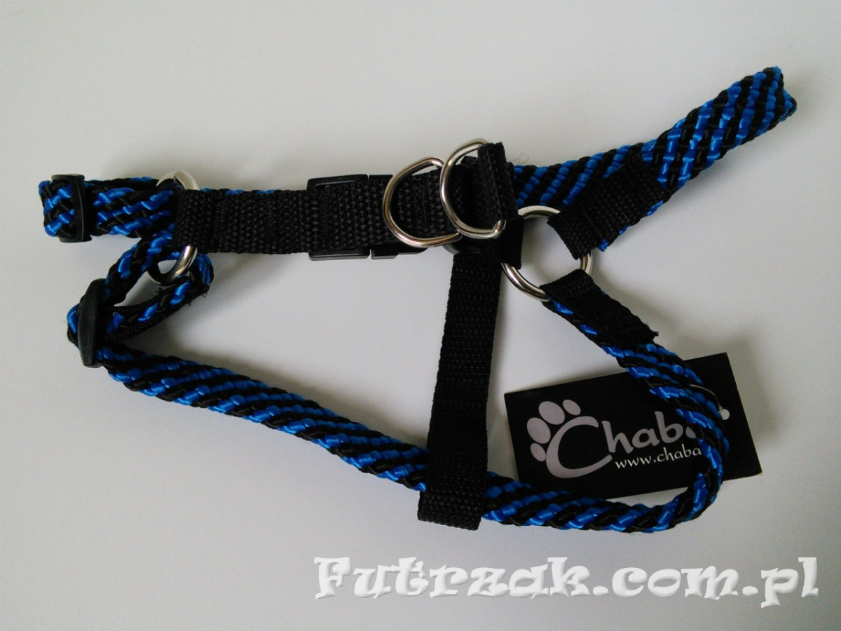 Szelki linka płaska/45 cm/czarno-niebieskie Szelki linka płaska/45 cm/czarno-niebieskie