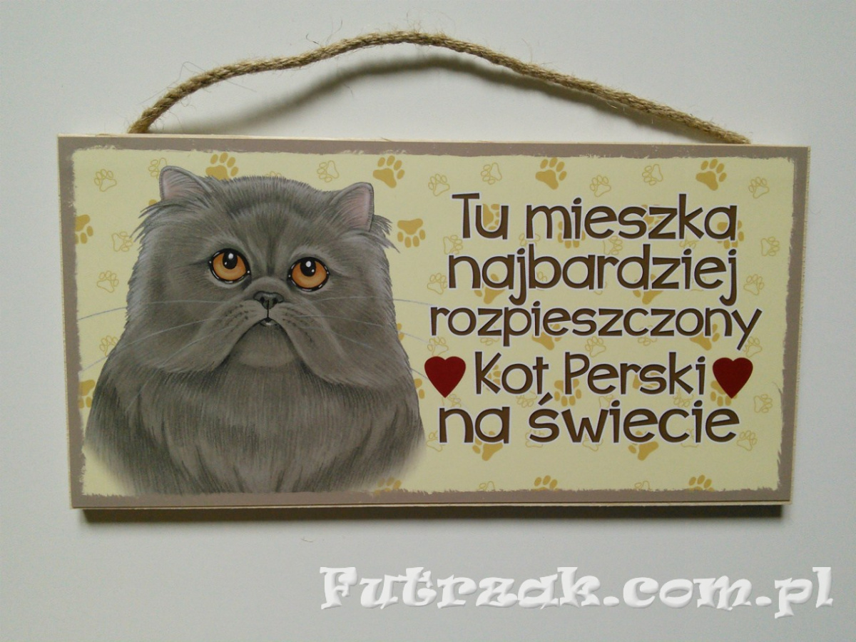 Tabliczka drewniana z motywem i napisem-Kot Perski Tabliczka drewniana z motywem i napisem-Kot Perski