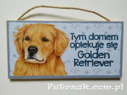 Tabliczka drewniana z motywem i napisem-Golden Retriever