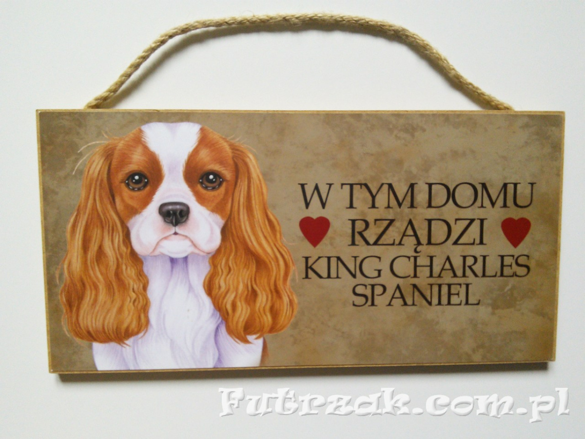 Tabliczka drewniana z motywem i napisem-King Charles Spaniel Tabliczka drewniana z motywem i napisem-King Charles Spaniel