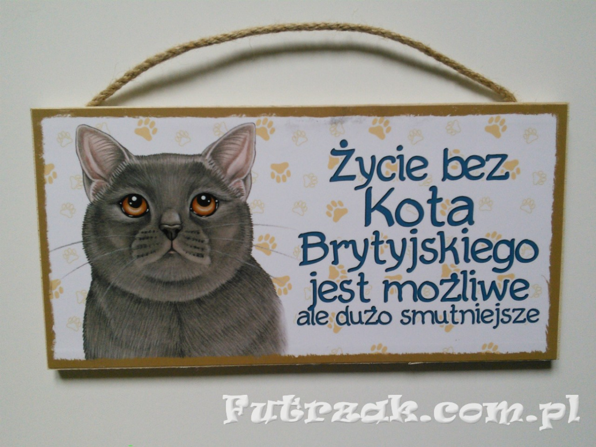 Tabliczka drewniana z motywem i napisem-Kot Brytyjski Tabliczka drewniana z motywem i napisem-Kot Brytyjski