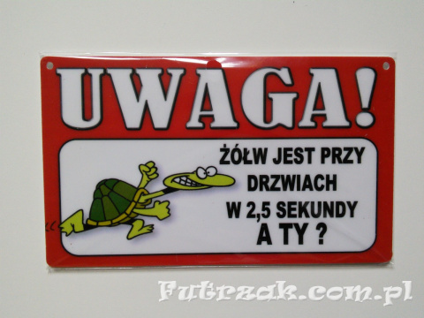 Tabliczka ostrzegawcza-"UWAGA! ŻÓŁW..."