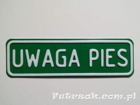 Tabliczka ostrzegawcza, metalowa-"UWAGA PIES"