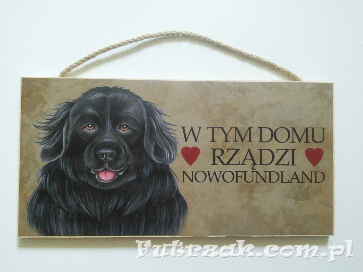 Tabliczka drewniana z motywem i napisem-Nowofundland Tabliczka drewniana z motywem i napisem-Nowofundland