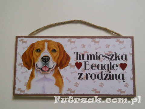 Tabliczka drewniana z motywem i napisem-Beagle