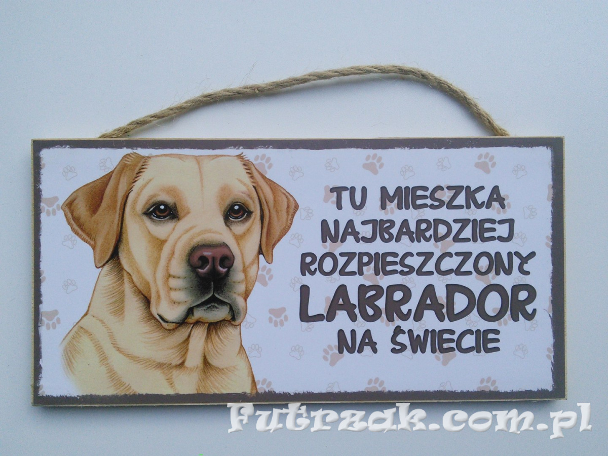 Tabliczka drewniana z motywem i napisem-Labrador