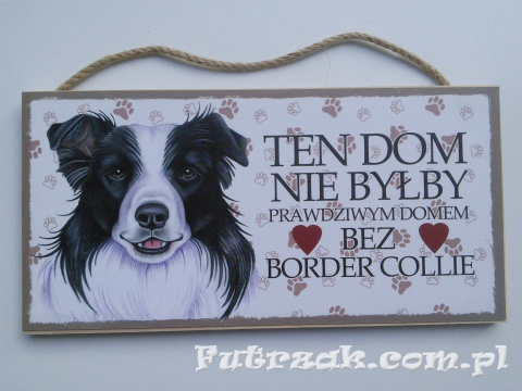 Tabliczka drewniana z motywem i napisem-Border Collie