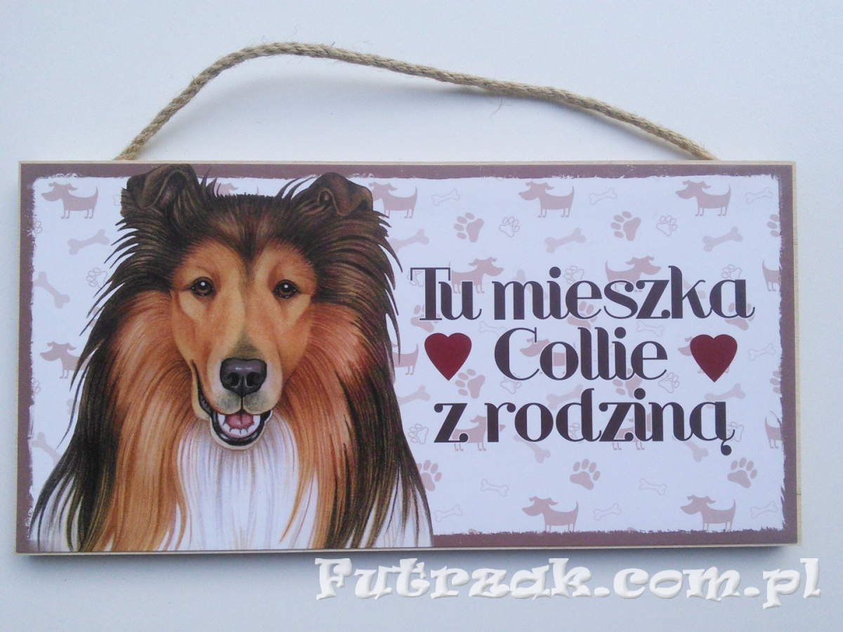 Tabliczka drewniana z motywem i napisem-Collie Tabliczka drewniana z motywem i napisem-Collie