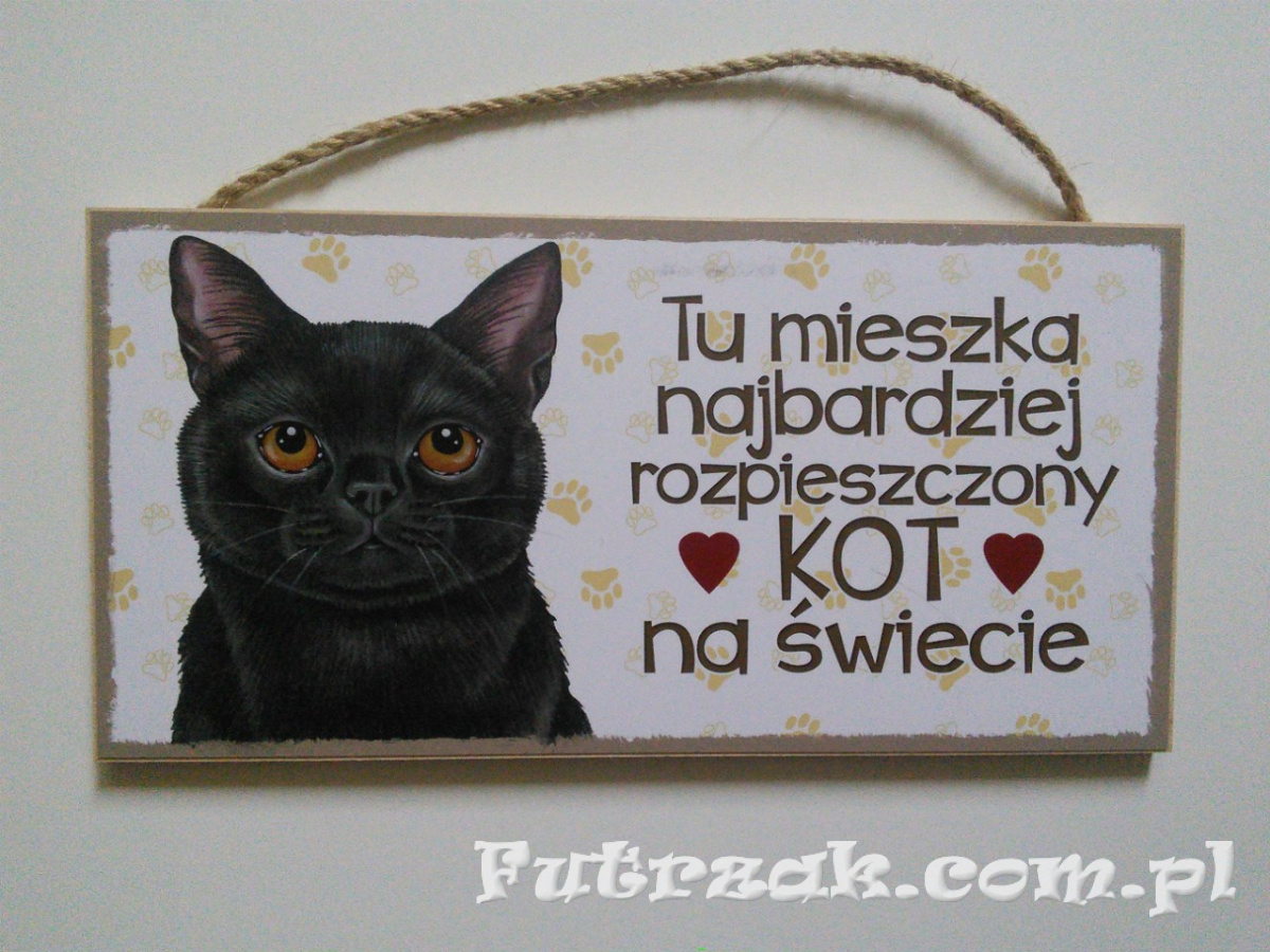 Tabliczka drewniana z motywem i napisem-Kot Czarny Tabliczka drewniana z motywem i napisem-Kot Czarny