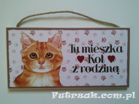 Tabliczka drewniana z motywem i napisem-Kot Rudy Tabliczka drewniana z motywem i napisem-Kot Rudy
