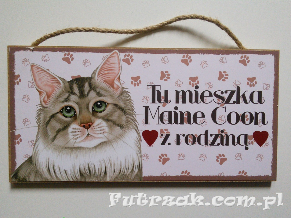 Tabliczka drewniana z motywem i napisem-Maine Coon Tabliczka drewniana z motywem i napisem-Maine Coon
