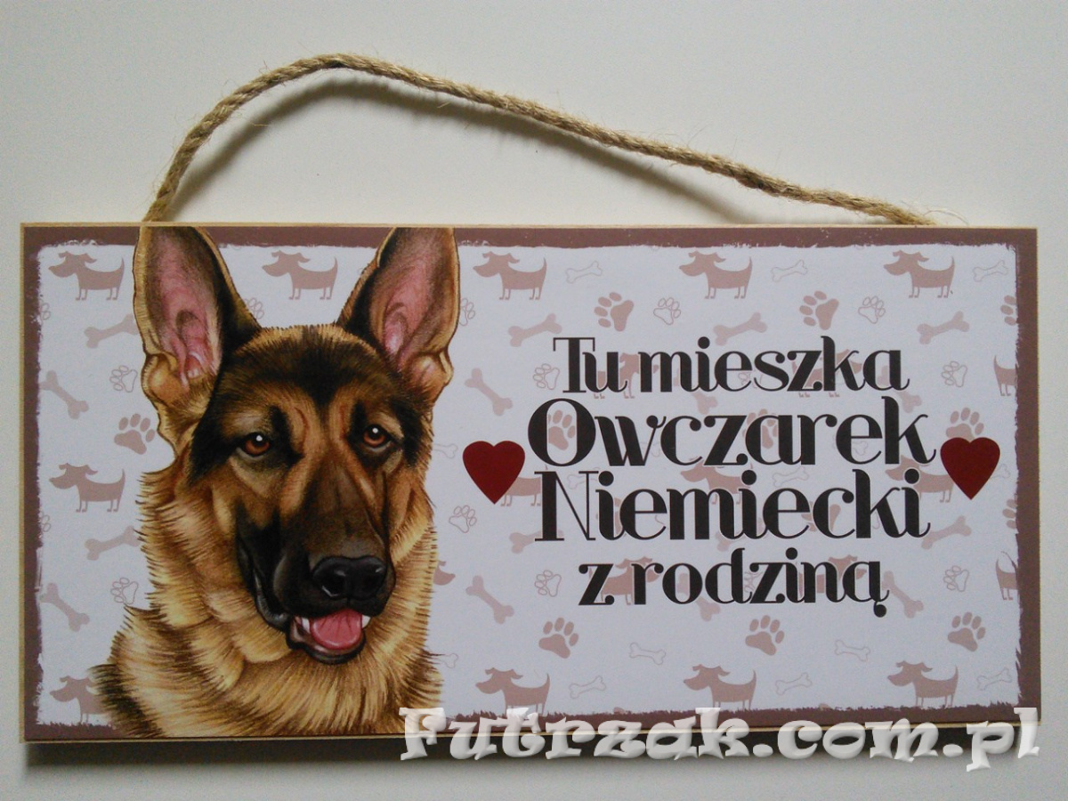 Tabliczka drewniana z motywem i napisem-Owczarek Niemiecki Tabliczka drewniana z motywem i napisem-Owczarek Niemiecki