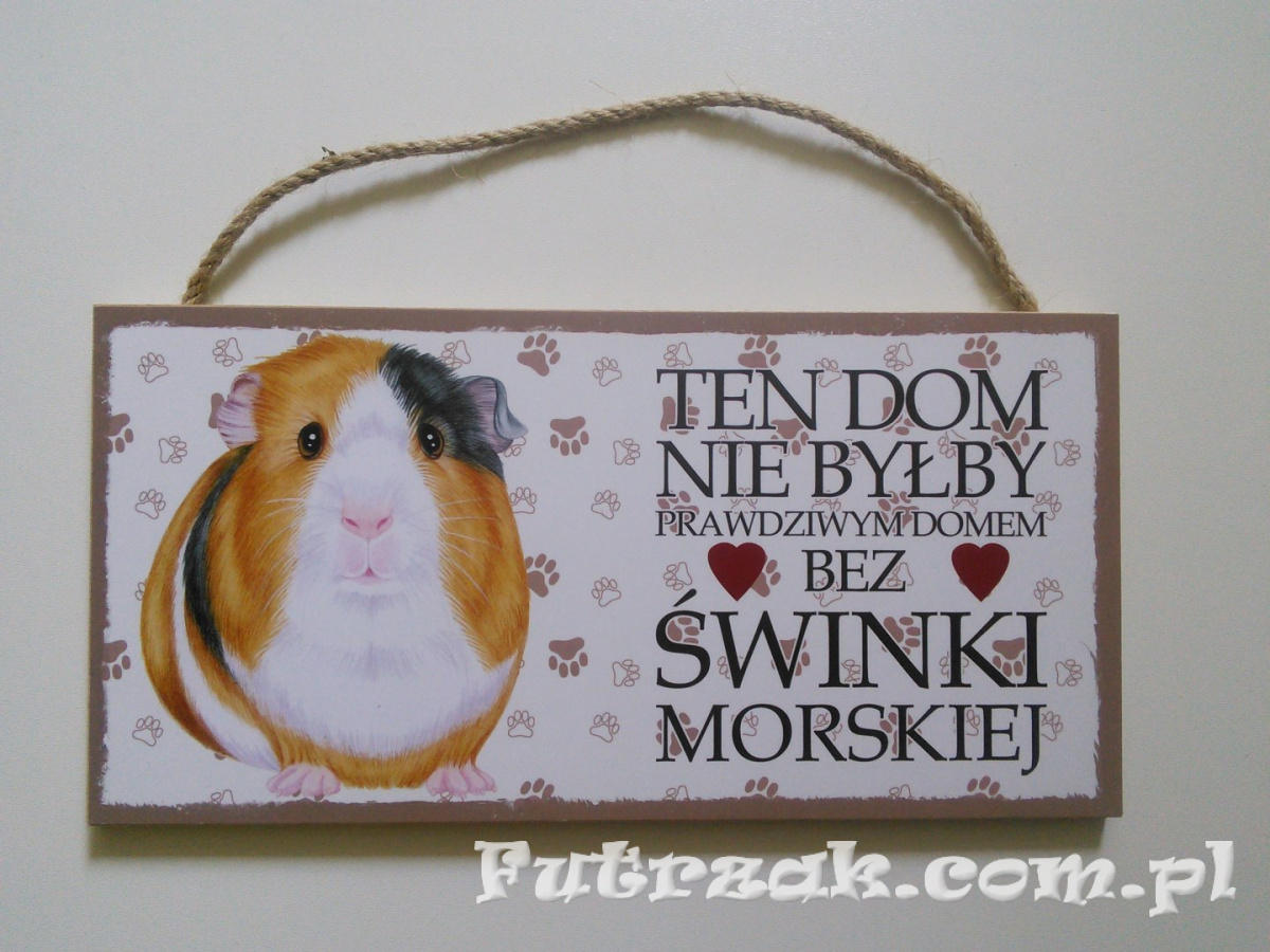 Tabliczka drewniana z motywem i napisem-Świnka Morska Tabliczka drewniana z motywem i napisem-Świnka Morska
