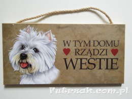 Tabliczka drewniana z motywem i napisem-Westie