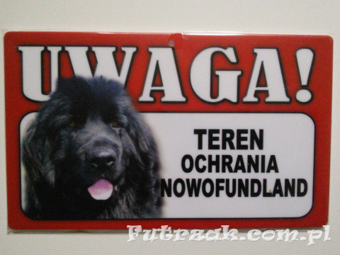 Tabliczka ostrzegawcza-"...TEREN OCHRANIA NOWOFUNDLAND" Tabliczka ostrzegawcza-"...TEREN OCHRANIA NOWOFUNDLAND"