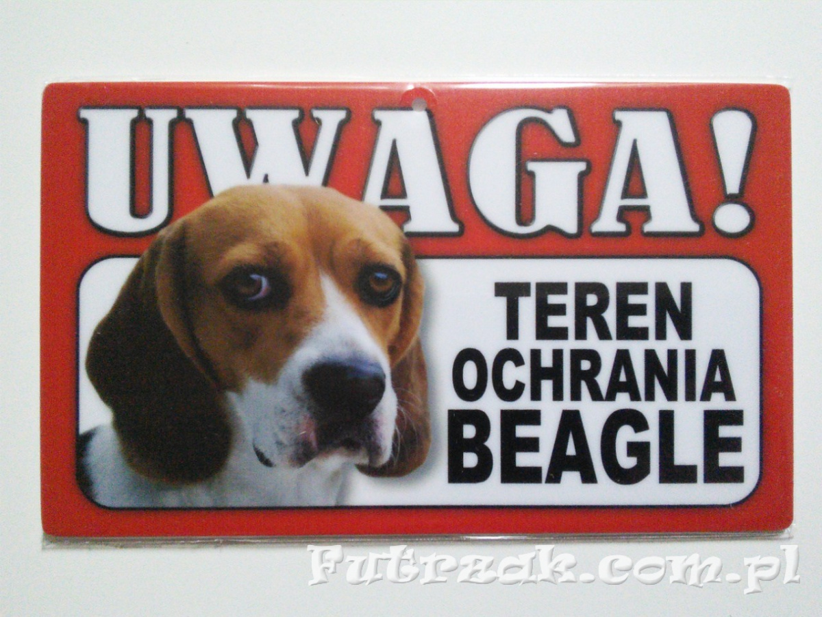 Tabliczka ostrzegawcza-"UWAGA! TEREN OCHRANIA BEAGLE" Tabliczka ostrzegawcza-"UWAGA! TEREN OCHRANIA BEAGLE"