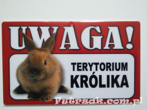 Tabliczka ostrzegawcza-"UWAGA! TERYTORIUM KRÓLIKA"