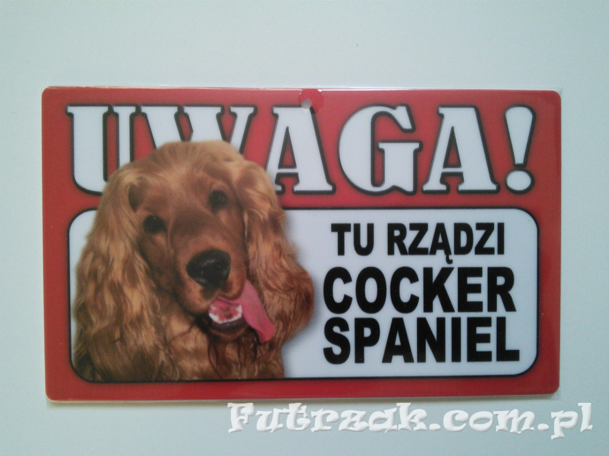 Tabliczka ostrzegawcza-"...TU RZĄDZI COCKER SPANIEL" Tabliczka ostrzegawcza-"...TU RZĄDZI COCKER SPANIEL"