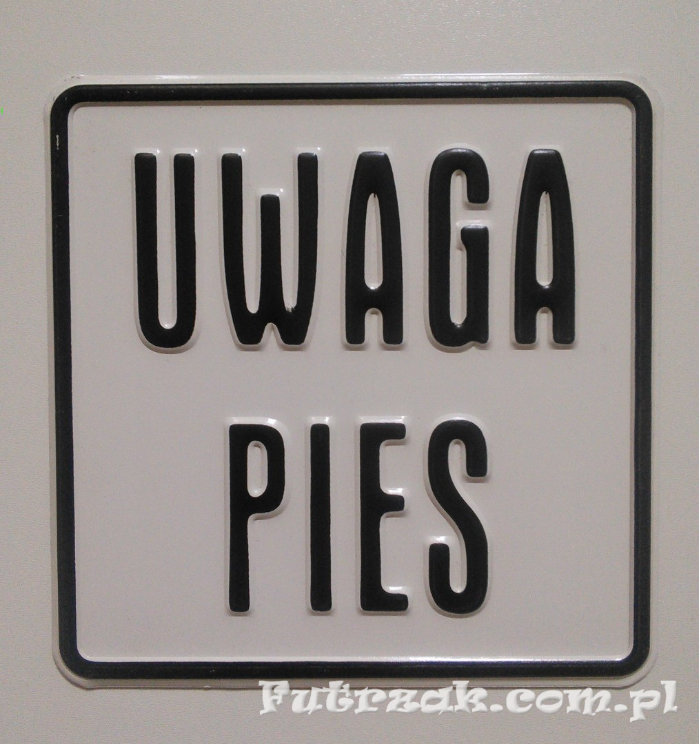 Tabliczka ostrzegawcza, metalowa-"UWAGA PIES" Tabliczka ostrzegawcza, metalowa-"UWAGA PIES"