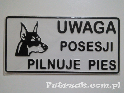 Tabliczka ostrzegawcza, metalowa-"UWAGA POSESJI..." Tabliczka ostrzegawcza, metalowa-"UWAGA POSESJI..."