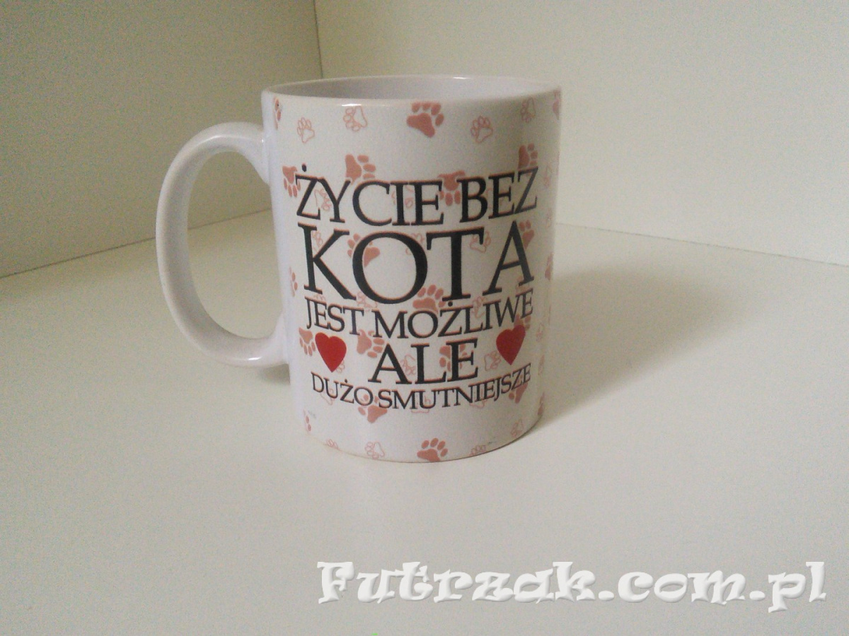 Kubek ceramiczny z motywem-Kot Biały Kubek ceramiczny z motywem-Kot Biały