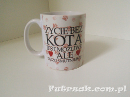 Kubek ceramiczny z motywem-Kot Biały