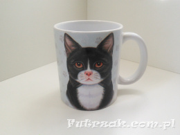Kubek ceramiczny z motywem-Kot Czarno-Biały