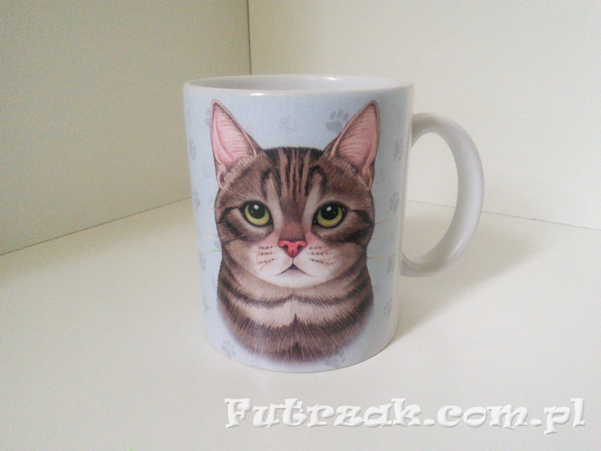 Kubek ceramiczny z motywem-Kot Szary Kubek ceramiczny z motywem-Kot Szary