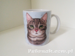 Kubek ceramiczny z motywem-Kot Szary