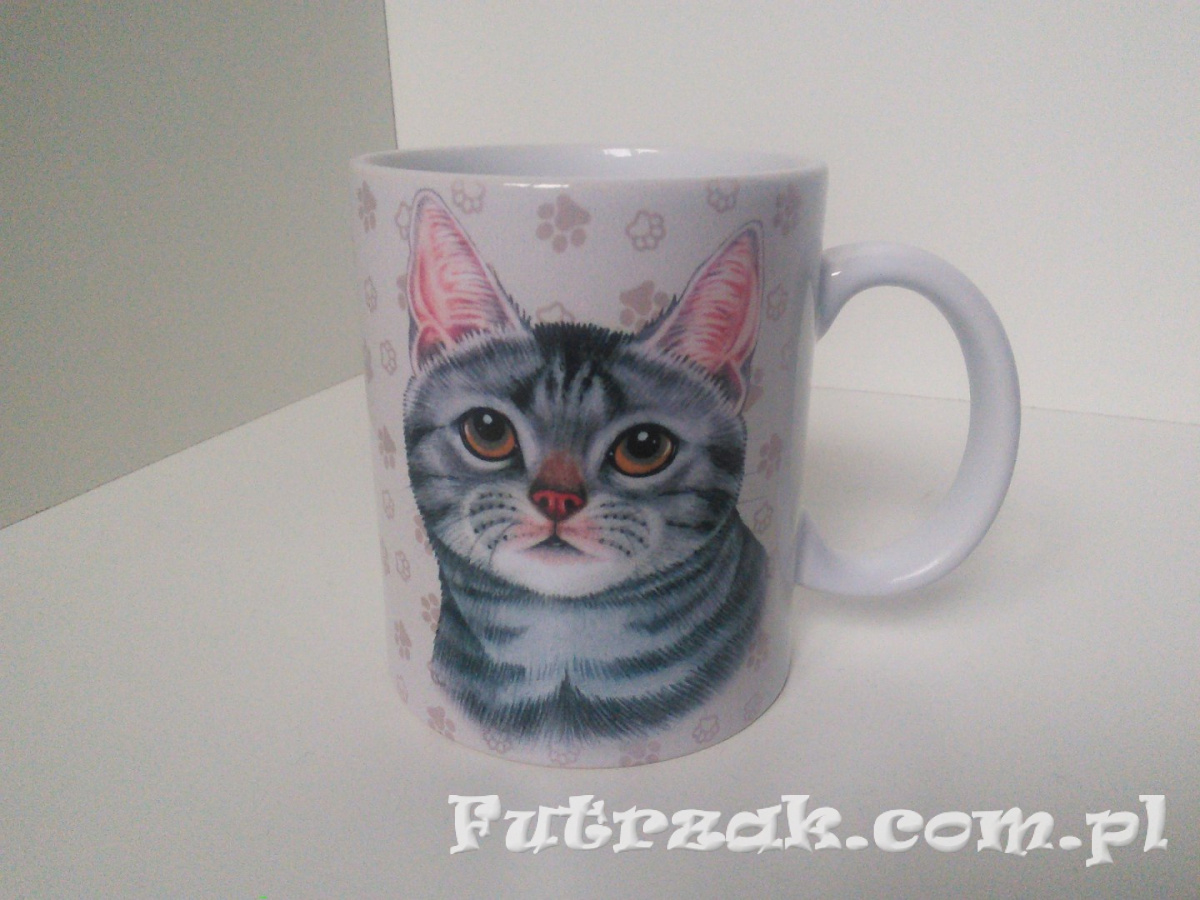 Kubek ceramiczny z motywem-Kot Szary Kubek ceramiczny z motywem-Kot Szary