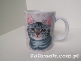 Kubek ceramiczny z motywem-Kot Szary