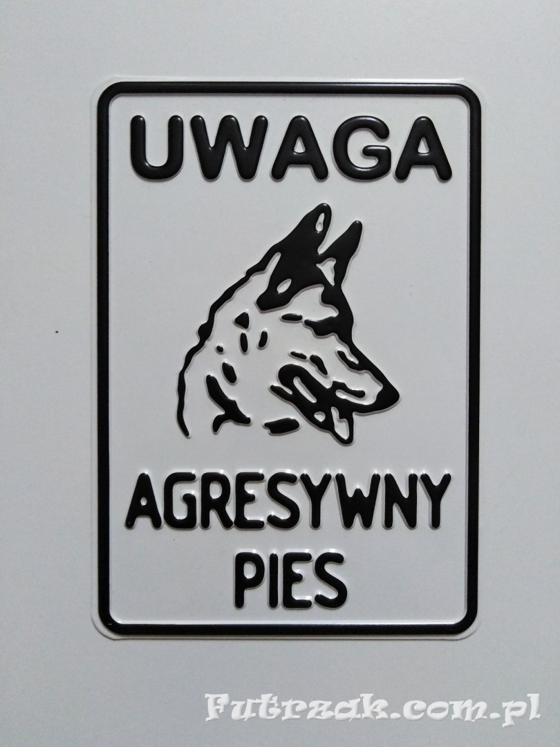 Tabliczka ostrzegawcza, metalowa-"UWAGA AGRESYWNY PIES" Tabliczka ostrzegawcza, metalowa-"UWAGA AGRESYWNY PIES"