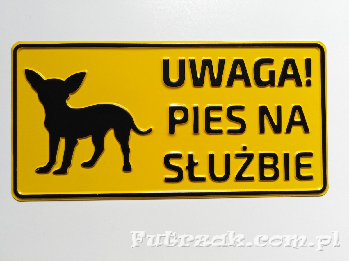 Tabliczka ostrzegawcza, metalowa-"UWAGA! PIES NA SŁUŻBIE" Tabliczka ostrzegawcza, metalowa-"UWAGA! PIES NA SŁUŻBIE"
