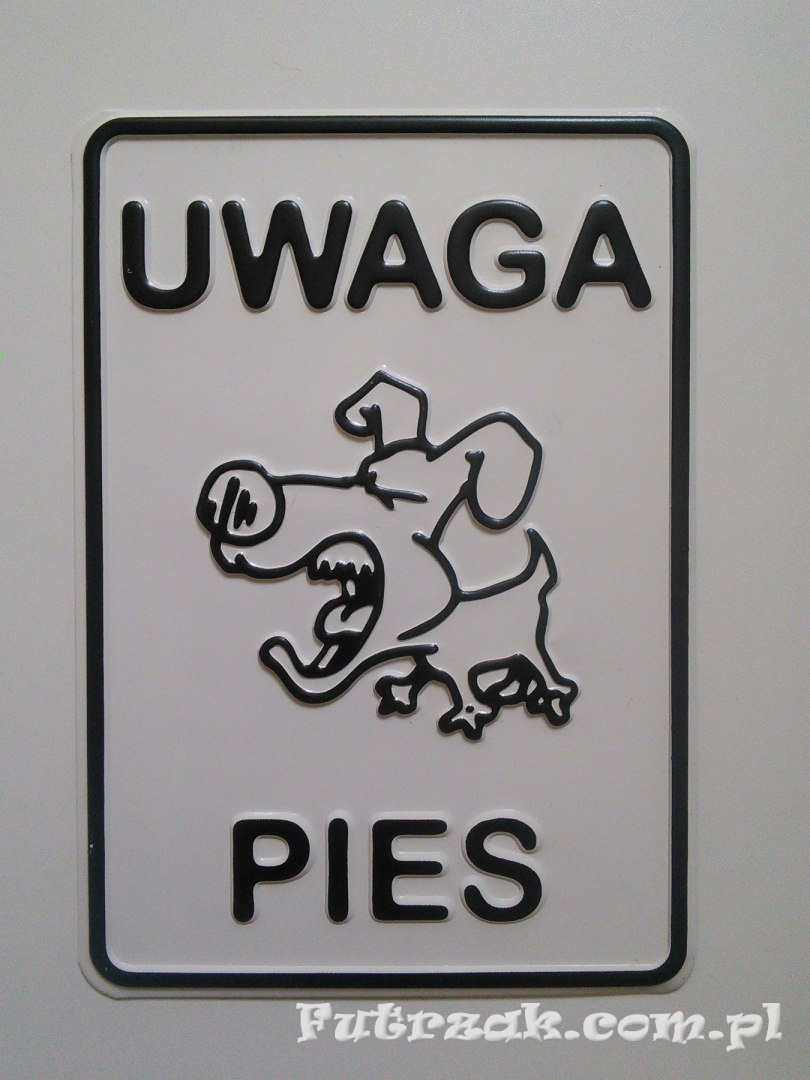 Tabliczka ostrzegawcza, metalowa-"UWAGA PIES" Tabliczka ostrzegawcza, metalowa-"UWAGA PIES"
