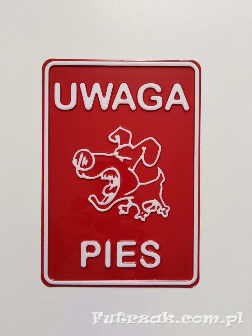 Tabliczka ostrzegawcza, metalowa-"UWAGA PIES" Tabliczka ostrzegawcza, metalowa-"UWAGA PIES"