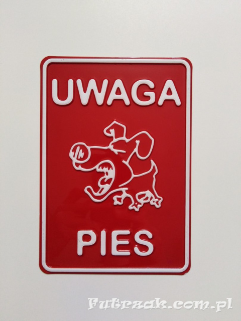Tabliczka ostrzegawcza, metalowa-"UWAGA PIES" Tabliczka ostrzegawcza, metalowa-"UWAGA PIES"