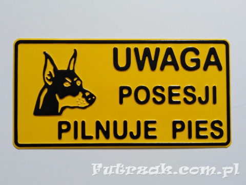 Tabliczka ostrzegawcza, metalowa-"UWAGA POSESJI..." Tabliczka ostrzegawcza, metalowa-"UWAGA POSESJI..."