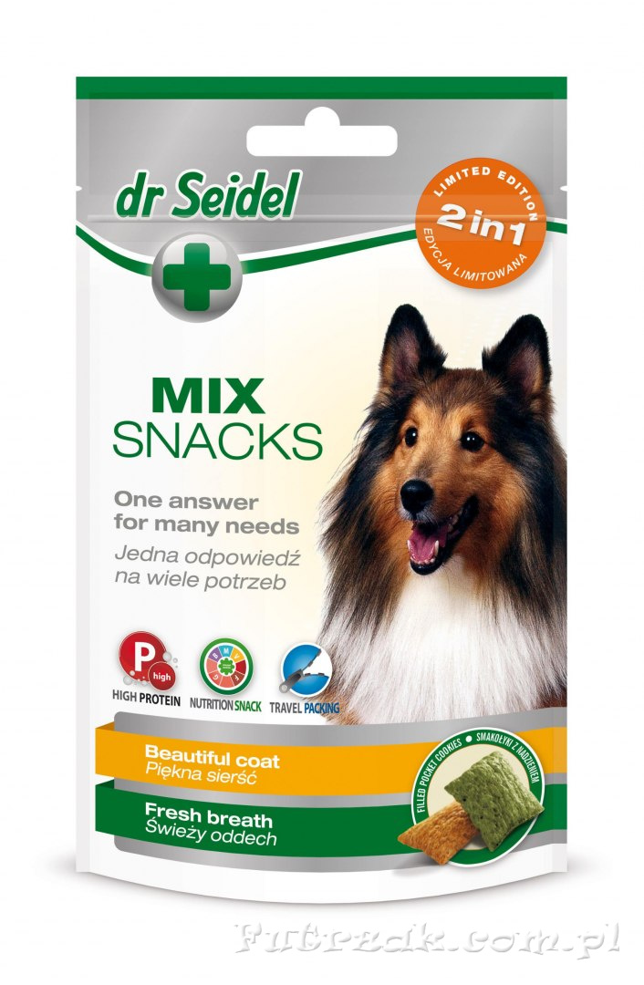 Dr. Seidel MIX SNACKS na świeży oddech i piękną sierść/90g Dr. Seidel MIX SNACKS na świeży oddech i piękną sierść/90g
