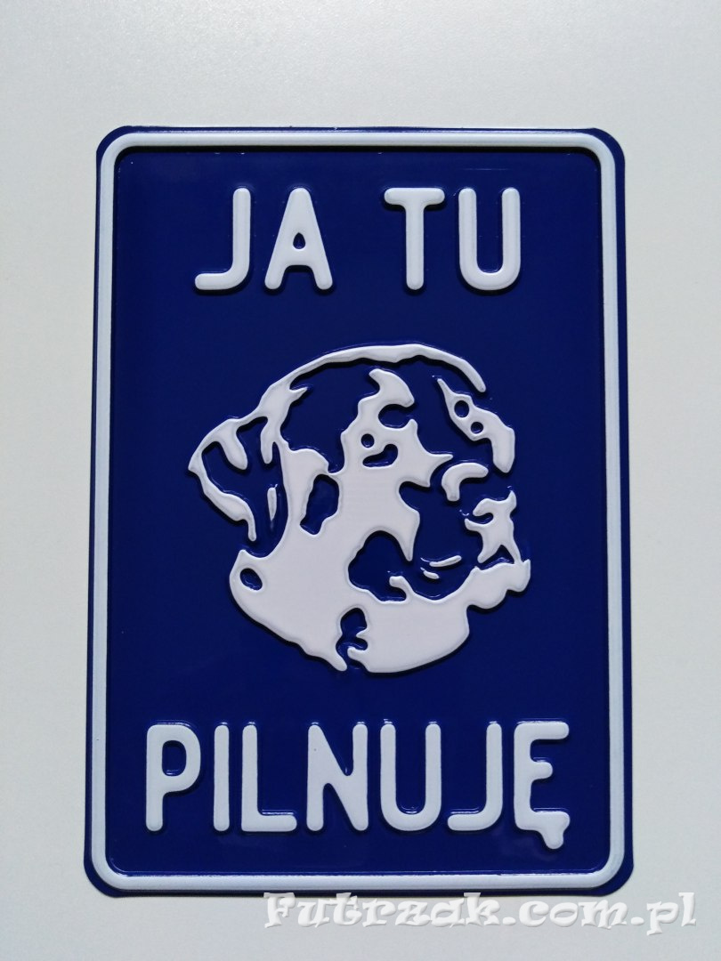 Tabliczka ostrzegawcza, metalowa-"JA TU PILNUJĘ" Tabliczka ostrzegawcza, metalowa-"JA TU PILNUJĘ"