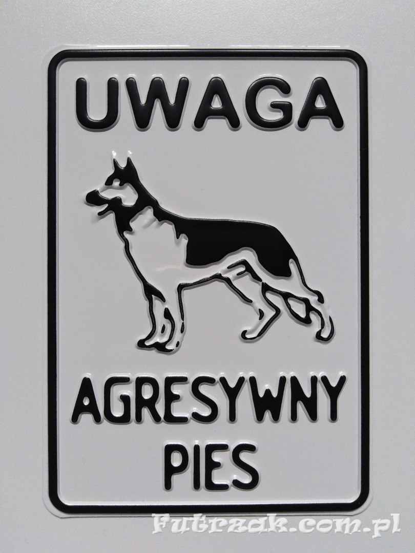 Tabliczka ostrzegawcza, metalowa-"UWAGA AGRESYWNY PIES" Tabliczka ostrzegawcza, metalowa-"UWAGA AGRESYWNY PIES"