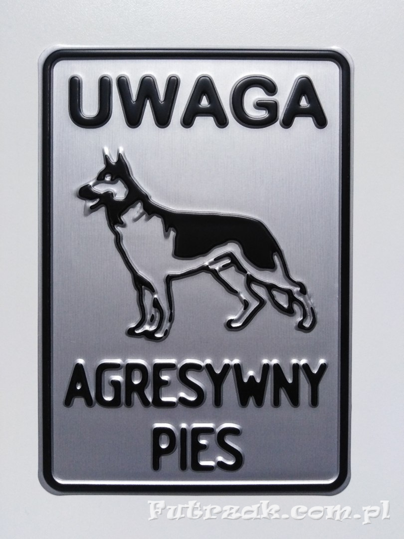 Tabliczka ostrzegawcza, metalowa-"UWAGA AGRESYWNY PIES" Tabliczka ostrzegawcza, metalowa-"UWAGA AGRESYWNY PIES"