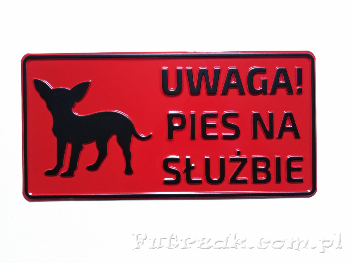 Tabliczka ostrzegawcza, metalowa-"UWAGA! PIES NA SŁUŻBIE" Tabliczka ostrzegawcza, metalowa-"UWAGA! PIES NA SŁUŻBIE"