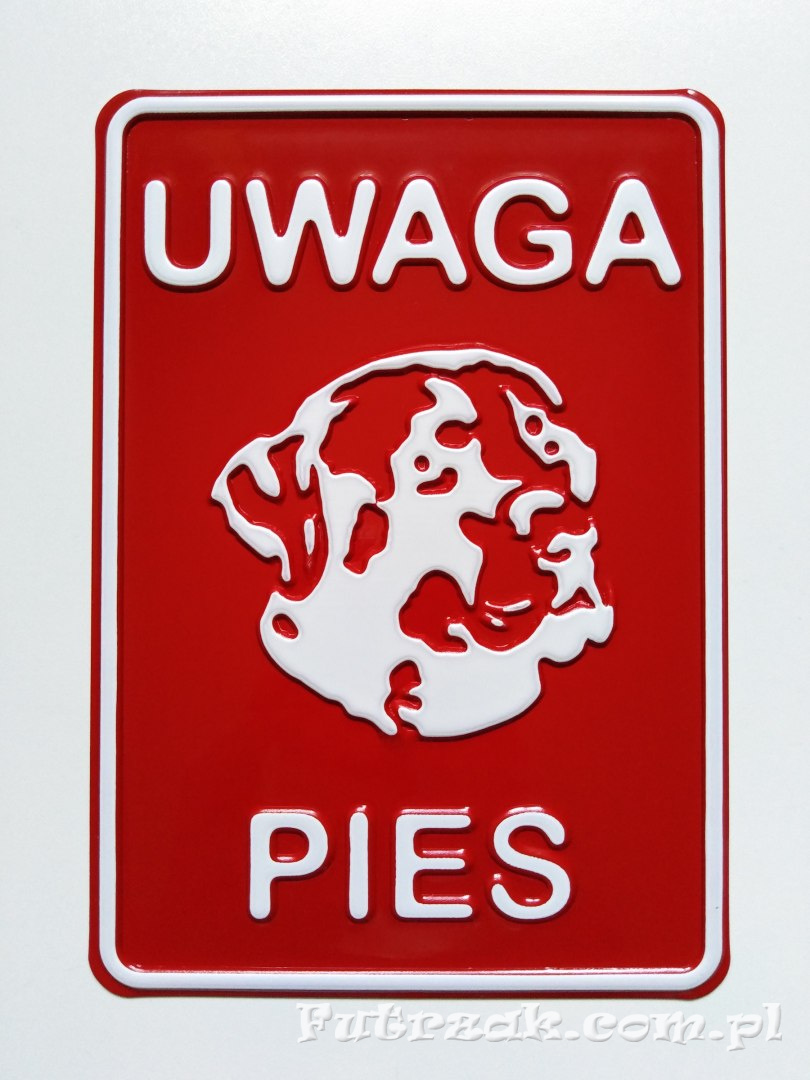 Tabliczka ostrzegawcza, metalowa-"UWAGA PIES" Tabliczka ostrzegawcza, metalowa-"UWAGA PIES"