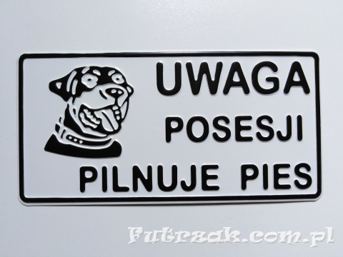 Tabliczka ostrzegawcza, metalowa-"UWAGA POSESJI..."