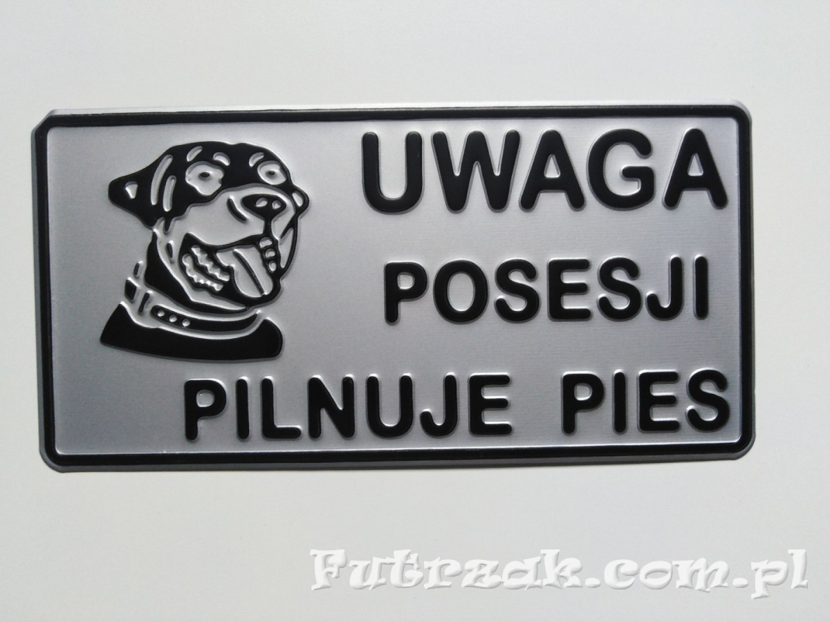 Tabliczka ostrzegawcza, metalowa-"UWAGA POSESJI..." Tabliczka ostrzegawcza, metalowa-"UWAGA POSESJI..."